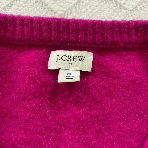 J Crew Hot Pink Wool Knit Crew Neck Womens Sweater sz M - Picture 3 of 11